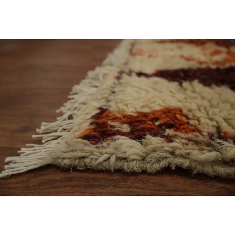 Hand Knotted Oriental 100% Wool Carpet Modern Tribal Beige & Ivories Moroccan Area Rug - 9' 2'' X 8' 2''