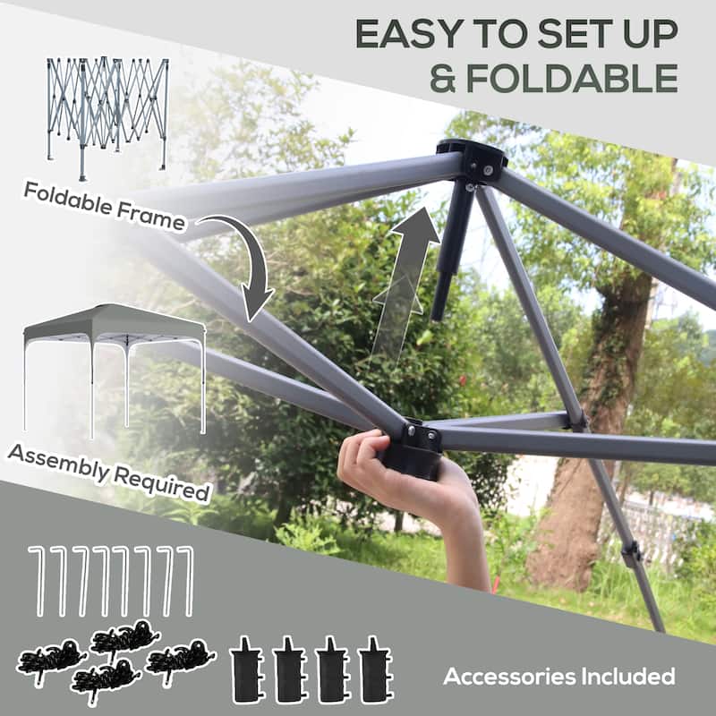 Outsunny Pop Up Gazebo, Foldable Canopy Tent with Carry Bag with Wheels and 4 Leg Weight Bags for Outdoor Garden Patio Party