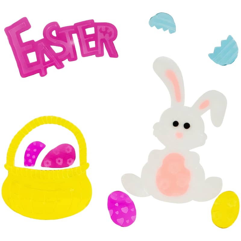 Set of 6 Double Sided Easter Gel Window Clings