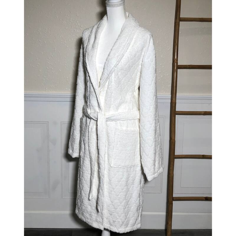 Bath Robe Body Towel White Terry Cotton Barbados Adult Size - X-LARGE
