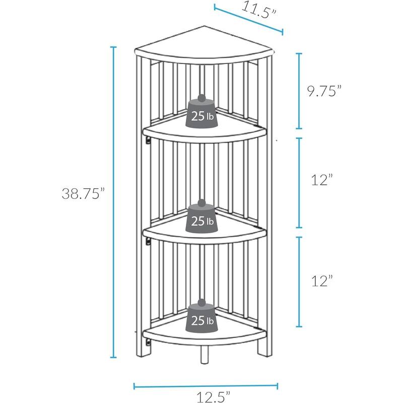 4-Shelf Corner Bookcase White Finish Contemporary Space-Saving Storage Organizer with Clean Open Shelf Display