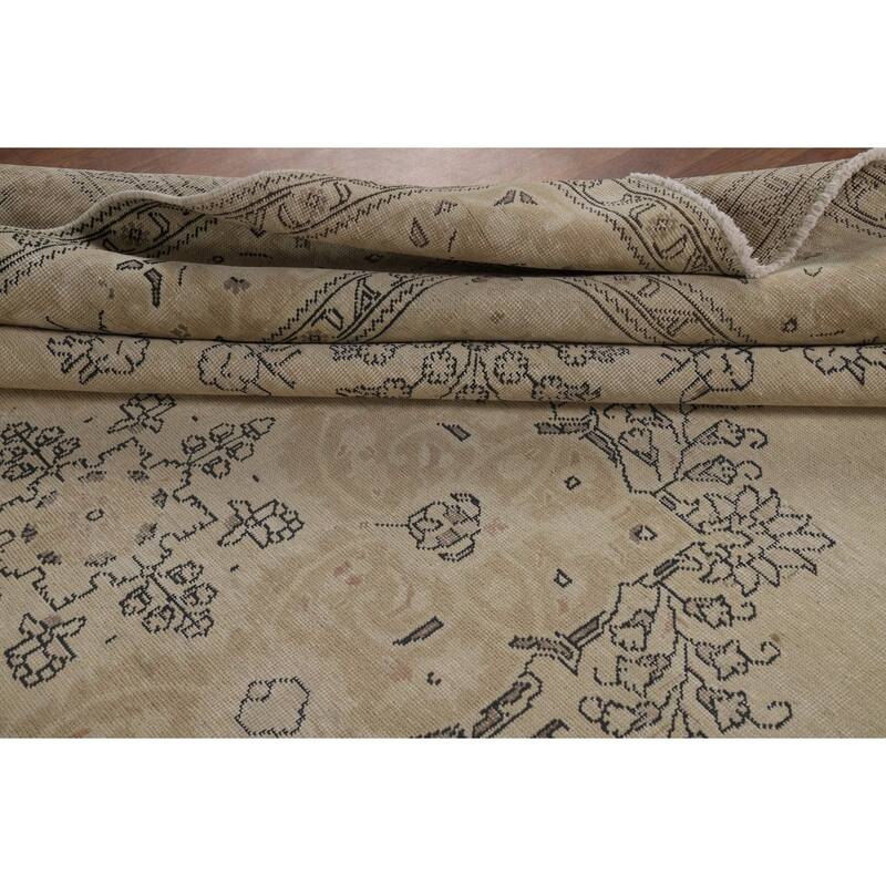Medallion Tabriz Persian Rug Floral Hand-Knotted Wool Carpet - 9'8"x 13'2"