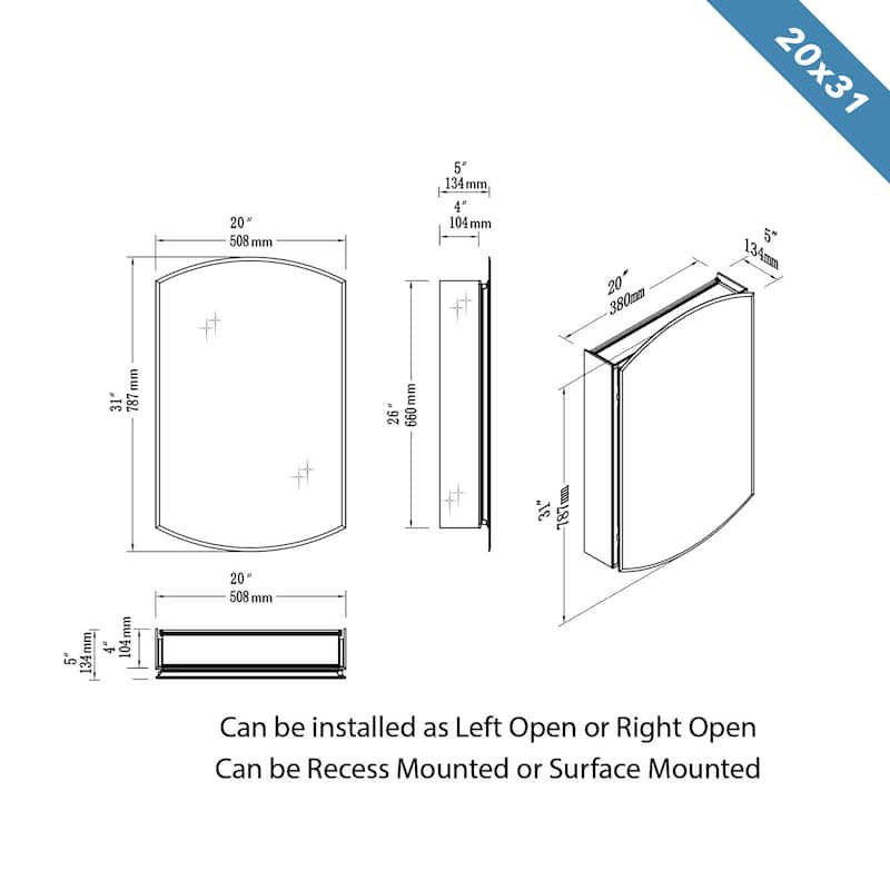Frameless Aluminum Bathroom Mirror Medicine Cabinet