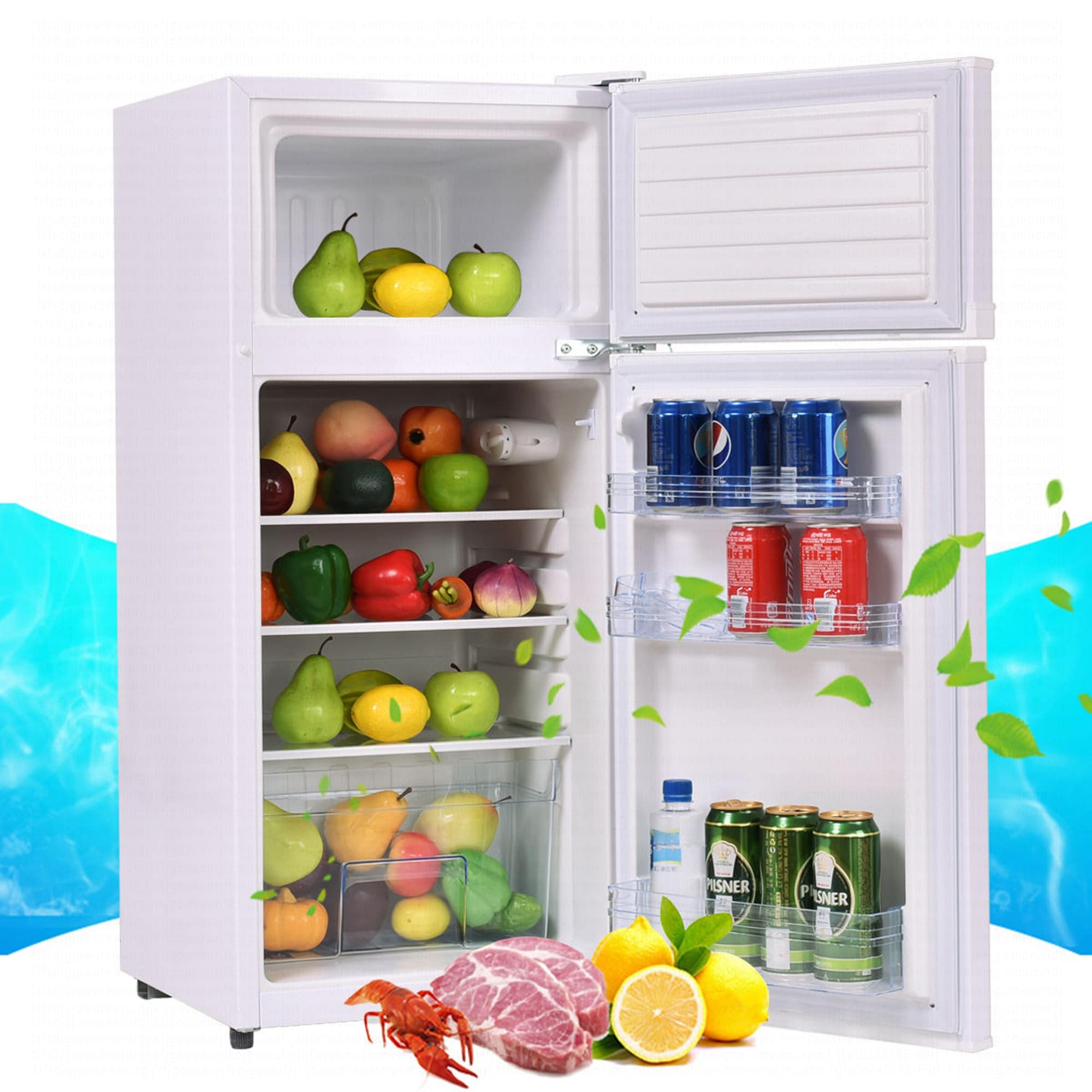 Costway 2 Doors 3.4 cu ft. Unit Compact Mini Refrigerator Freezer