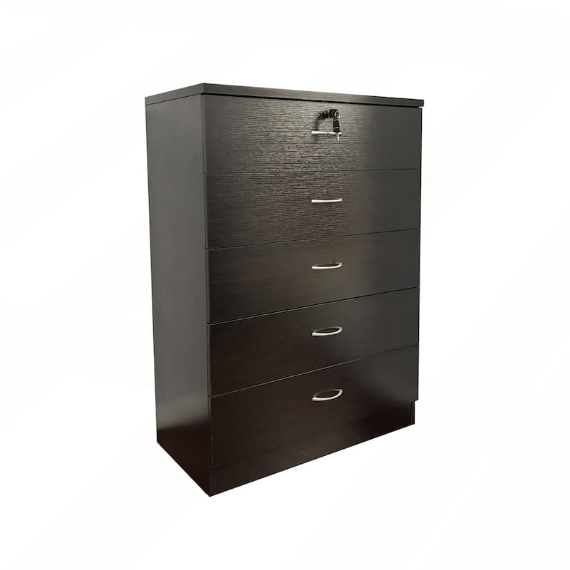 Five Drawer Chest with Metal Handles - Black - 5-drawer