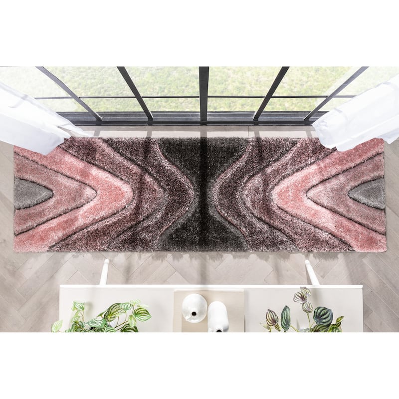 Well Woven San Francisco Luz Geometric Modern Carved Shag Area Rug