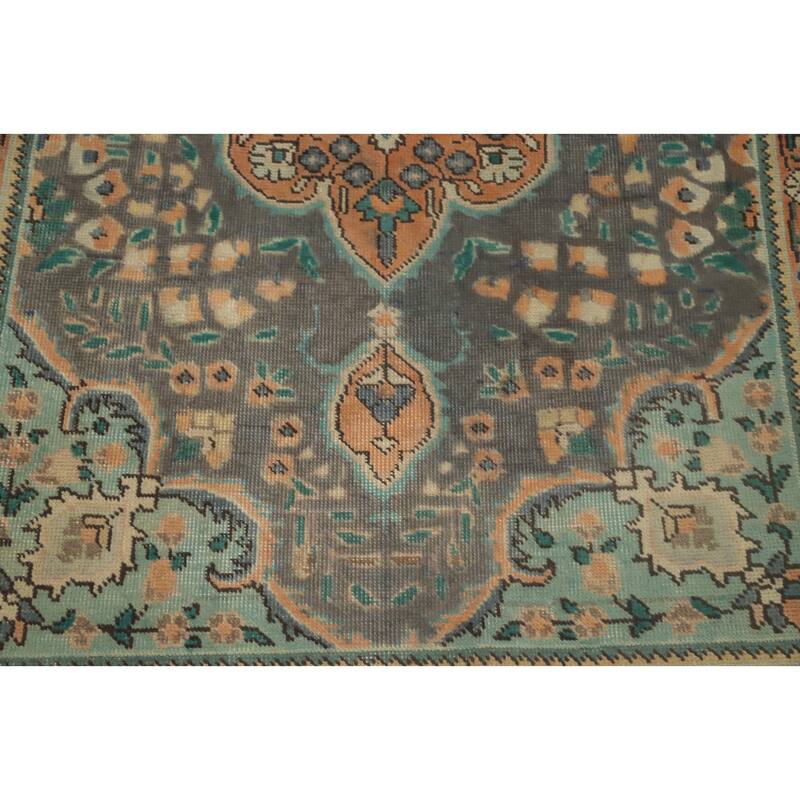 Hand Knotted Oriental 100% Wool Carpet Traditional Floral Greys & Charcoal Tabriz Area Rug - 4' 7'' X 3' 1''