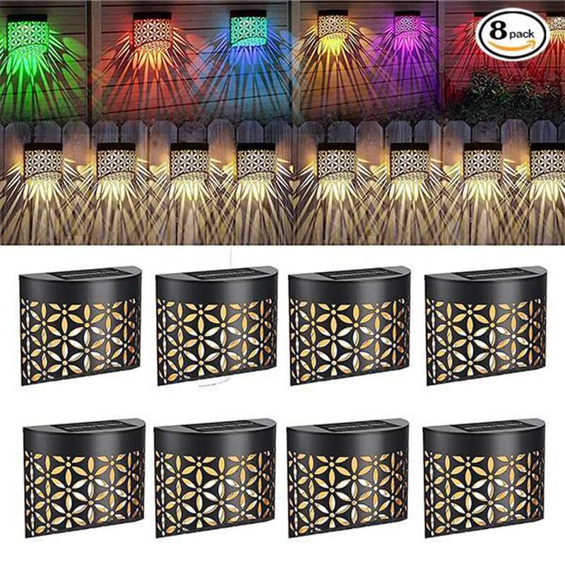 8 Pack Solar Wall Lights Outdoor Waterproof – Motion Sensor LED Fence & Deck Security Lighting - N/A - 8 Lights