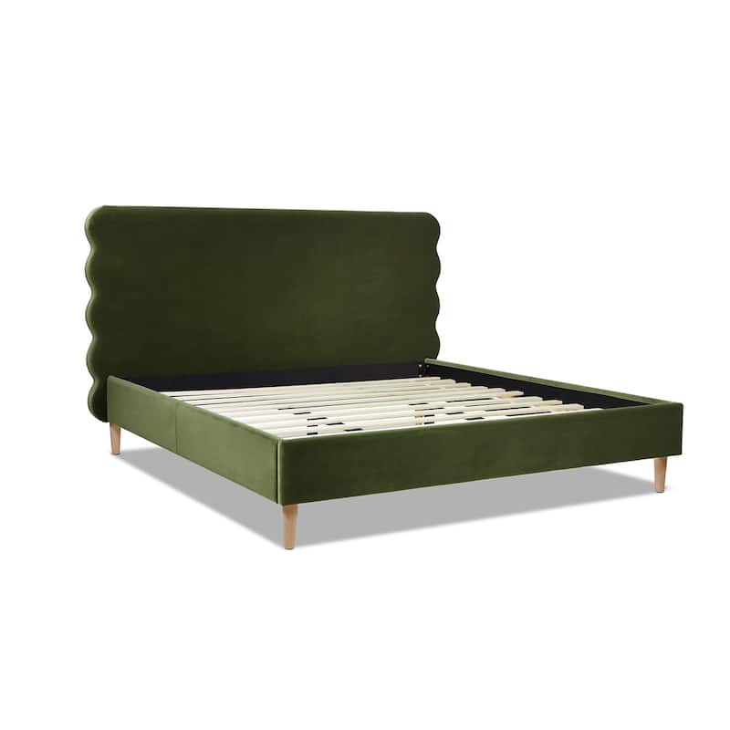 Jennifer Taylor Home Stockholm Scallop Platform Bed - Olive Green - King