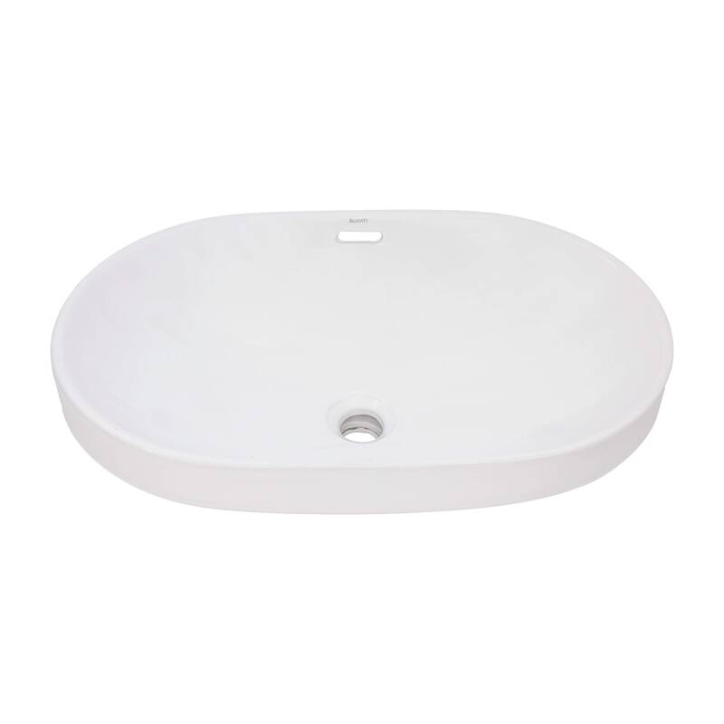Ruvati 24 x 16 inch Semi-Recessed Drop-in Topmount Bathroom Sink Rectangular Ceramic with Overflow White - RVB0923WH