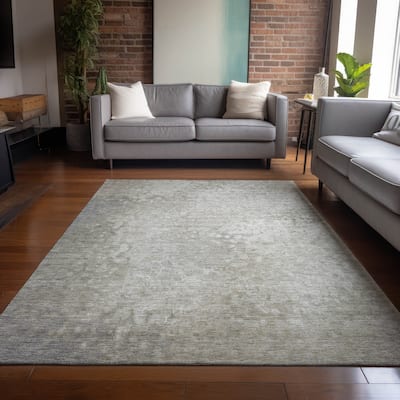 Machine Washable Indoor/ Outdoor Abstract Solid Chantille Rug