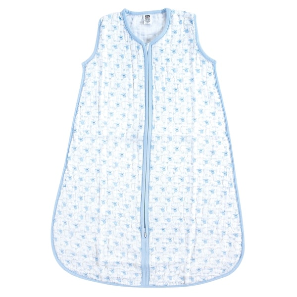 slide 1 of 1, Hudson Baby Infant Boy Muslin Cotton Sleeveless Wearable Sleeping Bag, Sack, Blanket, Blue Sheep 0-6 Months - Blue Sheep