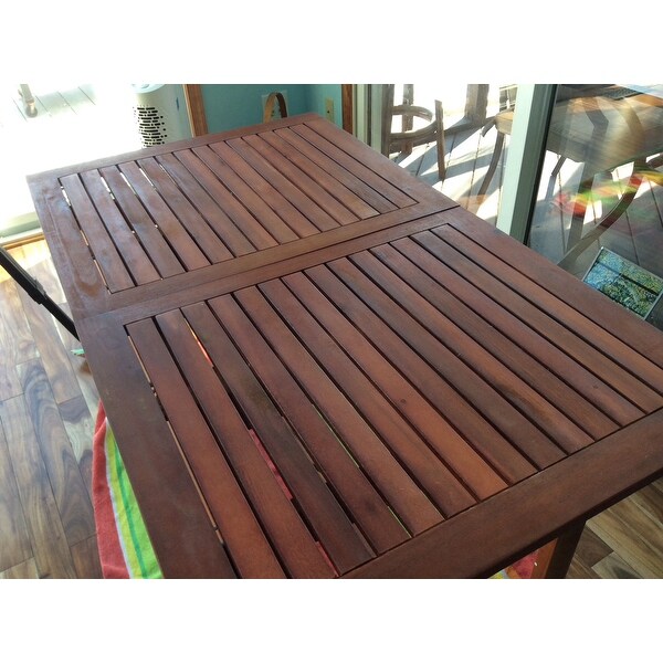Outsunny Acacia Wood Slat Rectangular Extendable Outdoor Dining Table