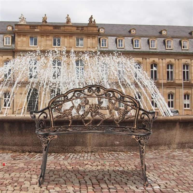 38.5" Cast Aluminum Outdoor Courtyard Decoration Park Leisure Rose Chair - N/A