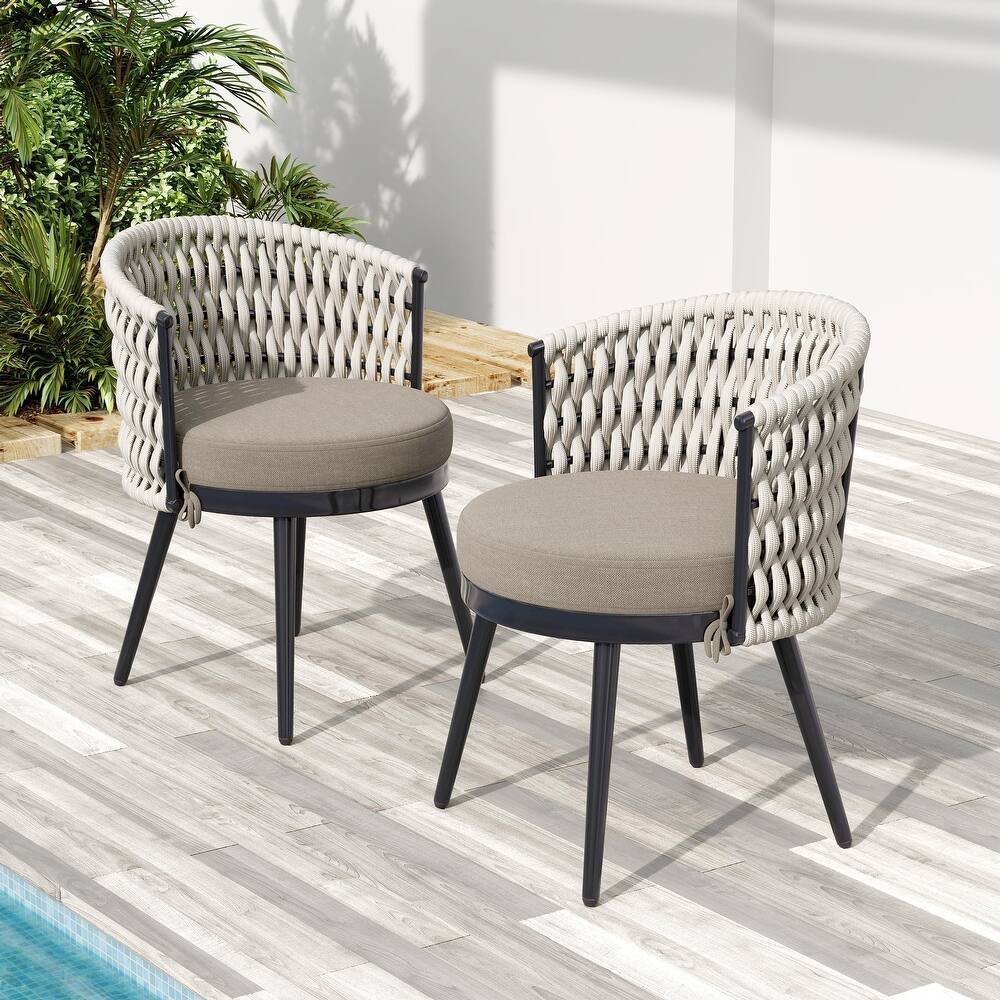 Christopher Knight Home - Tina Outdoor Dining Chair with Weather Resistant Rope and Cushions