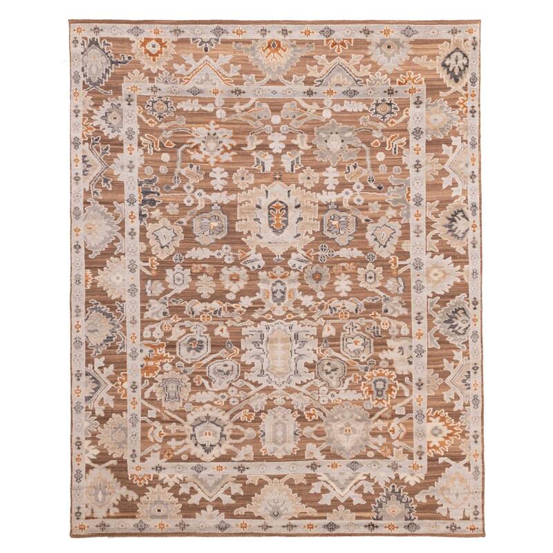 ECARPETGALLERY Hand-knotted Finest Oushak Brown Wool Rug - 8'0 x 10'1