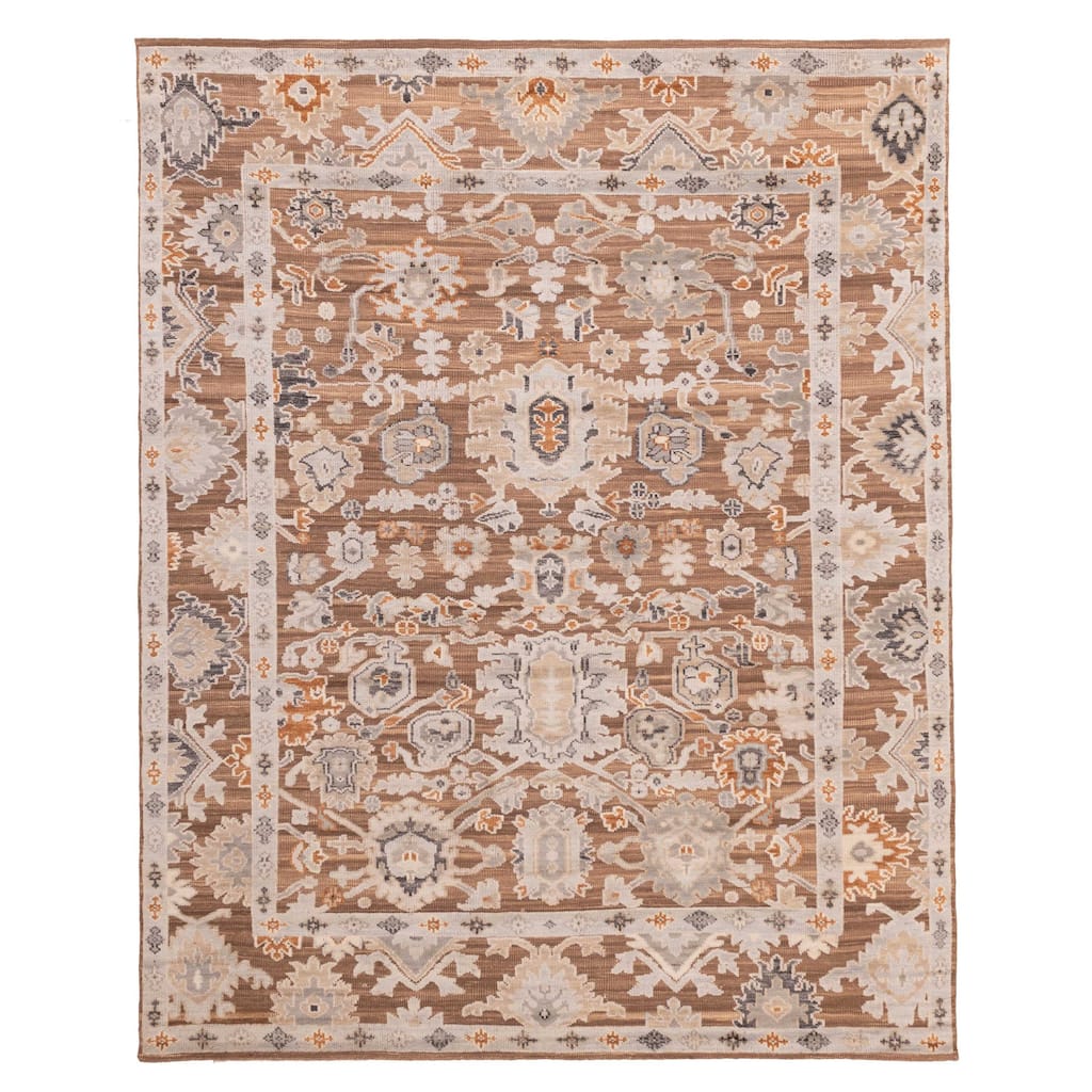 ECARPETGALLERY Hand-knotted Finest Oushak Brown Wool Rug - 8'0 x 10'1