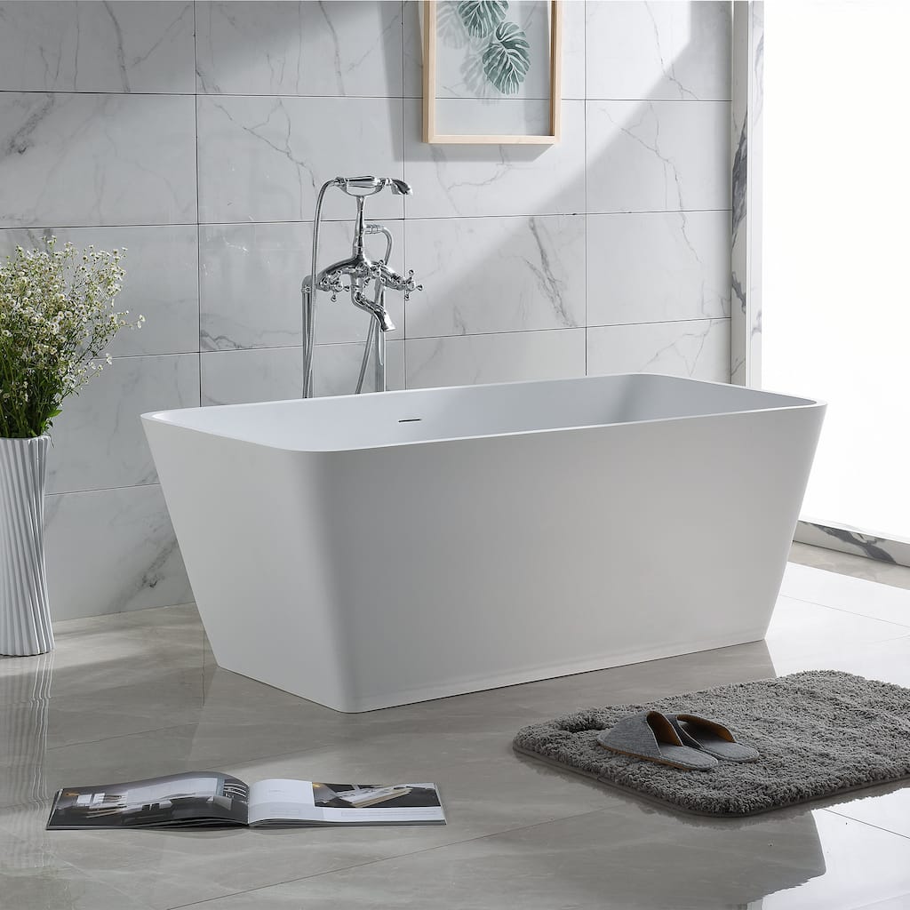 Repose 59" Stone Resin Soaking Tub - Trapezoid - 26D x 59W x 22H