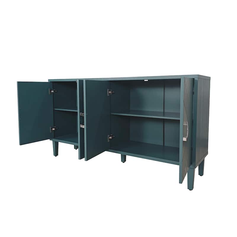 Stylish and Functional 4-Door Storage Cabinet with Adjustable Shelves