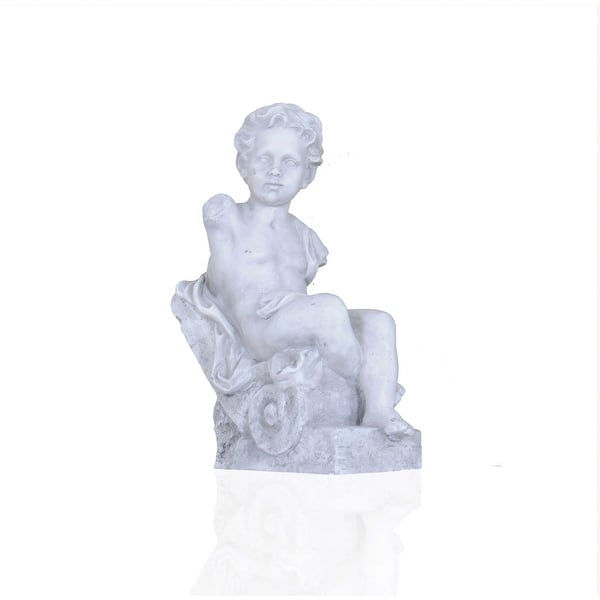 Vintage Look Off White Boy Sitting Statue Vintage Look Off White Boy Sitting Statue