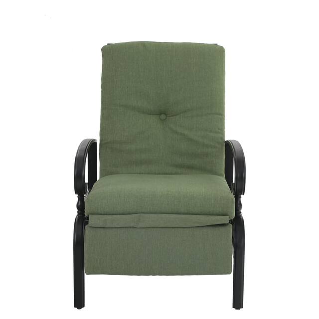 Outdoor Adjustable Cushioned Metal Patio Recliner Lounge Chair