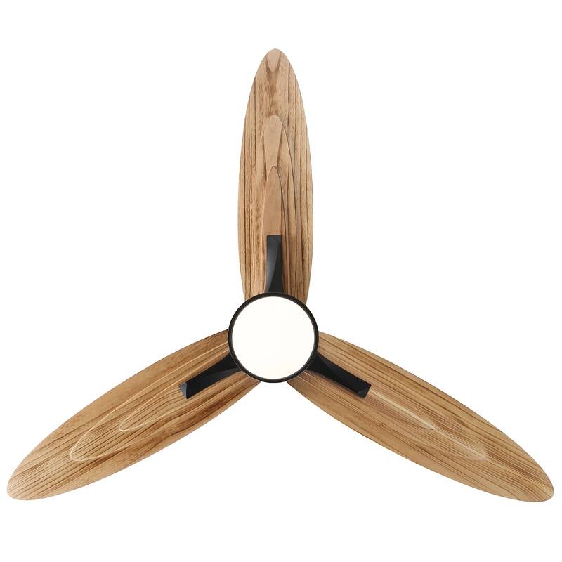 56" Industrial Flush Mount Ceiling Fan with Dimmable LED light and Remote