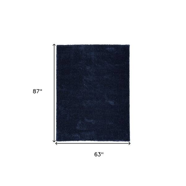 HomeRoots 5' X 7' Navy Blue Shag Power Loom Area Rug - 87' X '63' X '1 ...