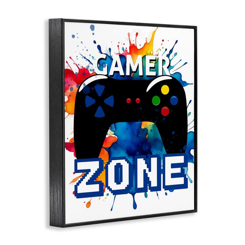 Stupell Vivid Modern Gamer Zone Framed Giclee Art Design By Kim Allen