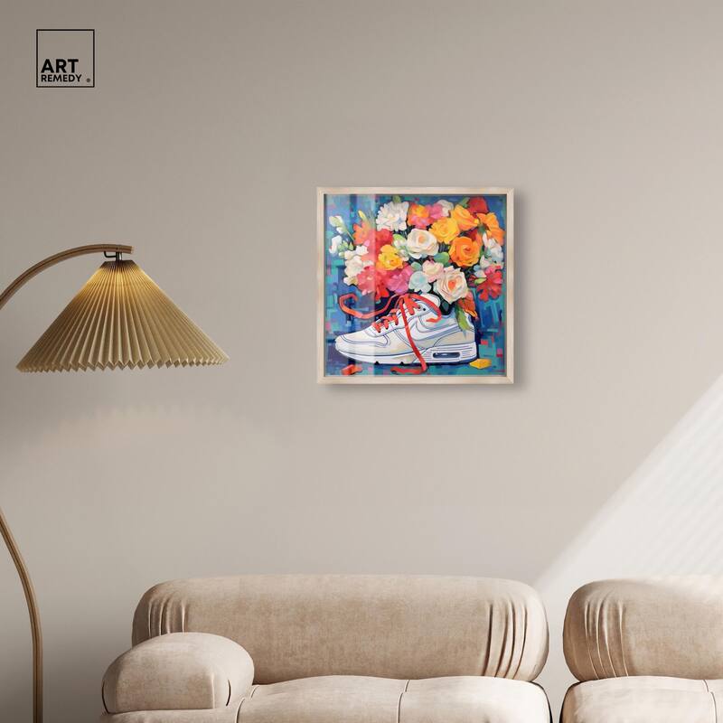 Whimsical Sneaker with Flowers Shadowbox by Art Remedy