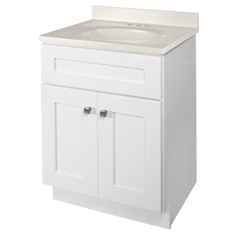 Brookings 25 Inch Assembled Bath Vanity with Ivory Swirl Top