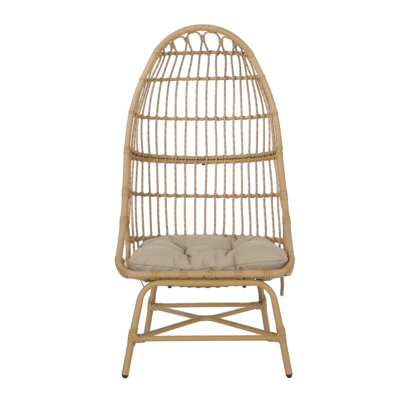 Naclerio Wicker Outdoor Basket Chair with Cushion by Christopher Knight Home