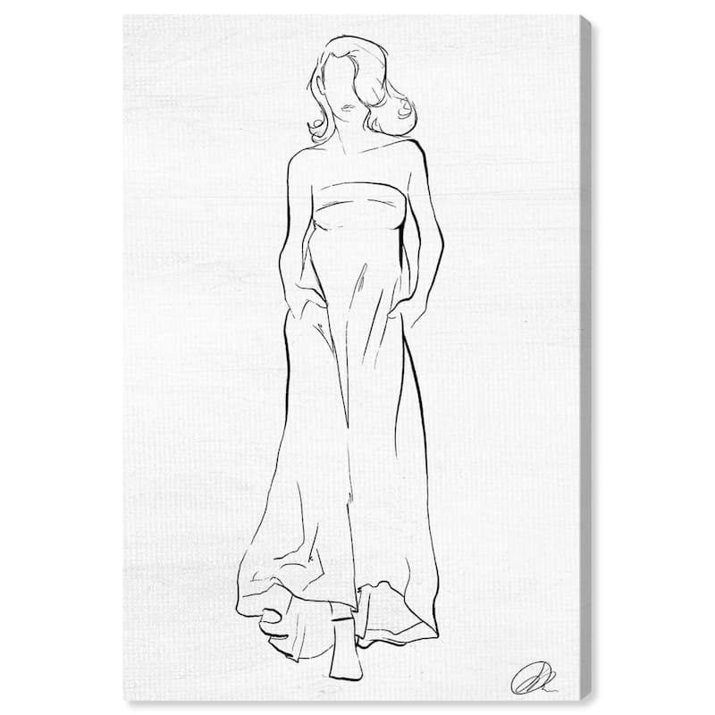 Wynwood Studio Canvas Fashion and Glam Fashion Sketch III Black and Glam Wall Art Canvas Print