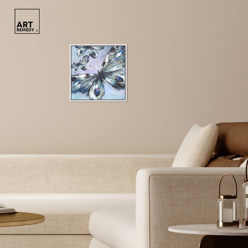 Art Remedy Butterfly Trio Framed Butterfly 1 Piece Canvas Wall Art