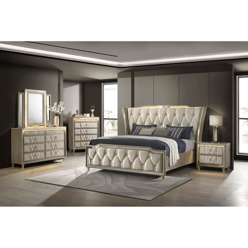Lorient Bedroom Set Ivory and Camel - Eastern King - 5 Piece