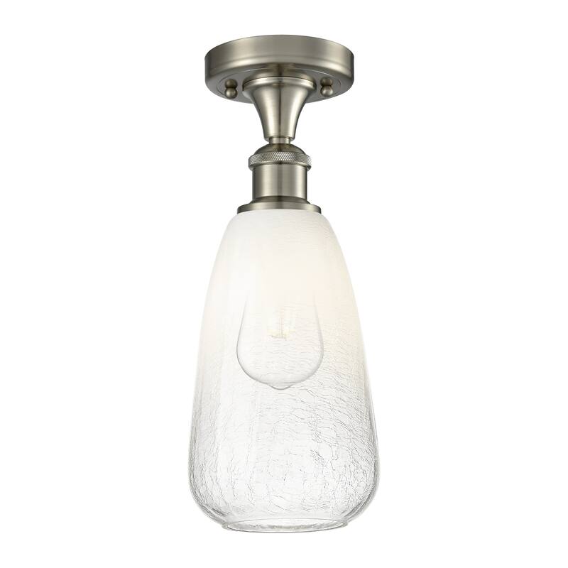 Innovations Lighting Endless Possibilities Ballston - Brookhaven Almond - 1 Light 6" Semi-Flush Mount - Brushed Satin Nickel/Opal