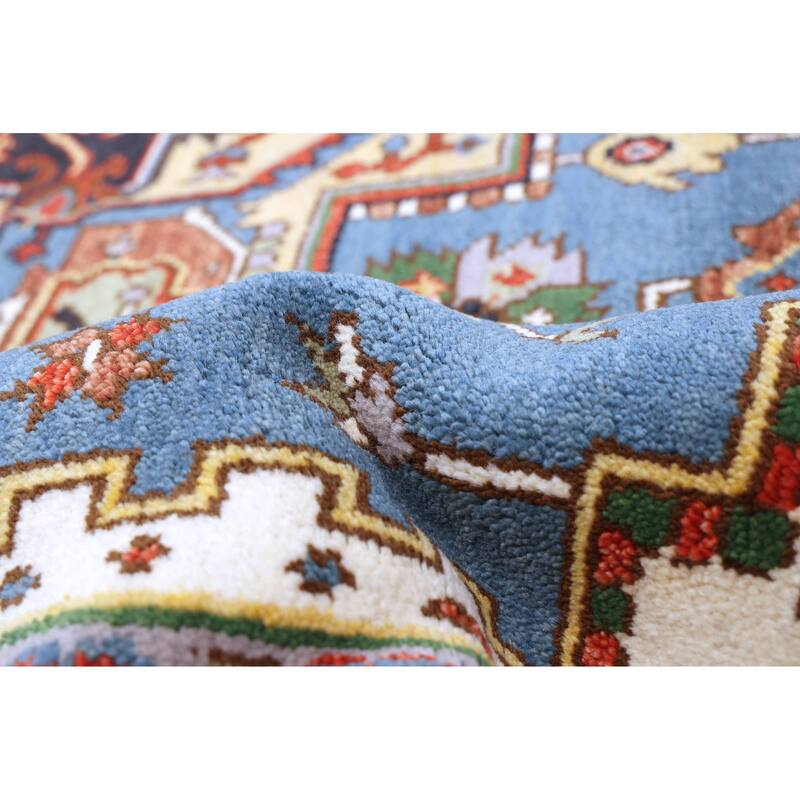 ECARPETGALLERY Hand-knotted Serapi Heritage Light Denim Blue Wool Rug - 8'9 x 11'11