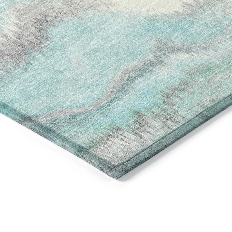 Machine Washable Indoor/ Outdoor Abstract Watercolor Chantille Rug