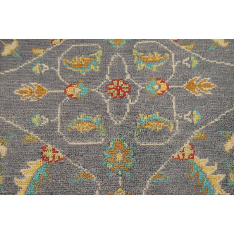 Gray Blue Floral Kazak Oriental Area Rug Handmade Wool Carpet - 6'8" x 9'7"