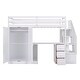 preview thumbnail 9 of 7, White Twin Loft Bed with Wardrobe, Desk & Drawers