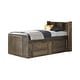 preview thumbnail 1 of 4, Wrangle Hill Gunsmoke Wood Twin Storage Bookcase Bed Gunsmoke