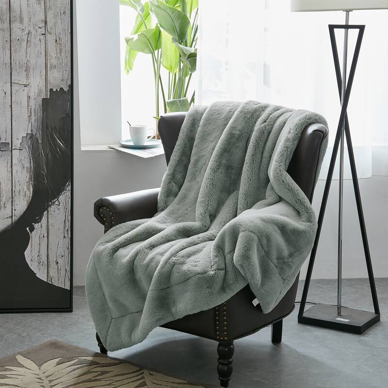 Heavy FauxFur Throw -50''x60''/60''x80'' - 60" x 80" - Silver