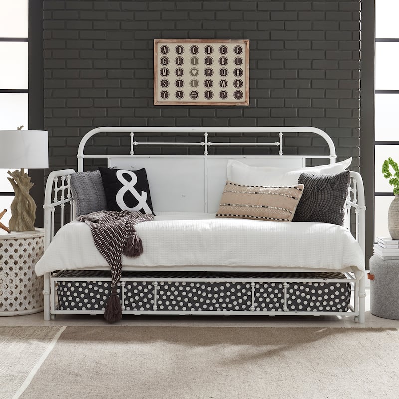 Vintage Series Distressed Metal Twin Metal Trundle - Antique White