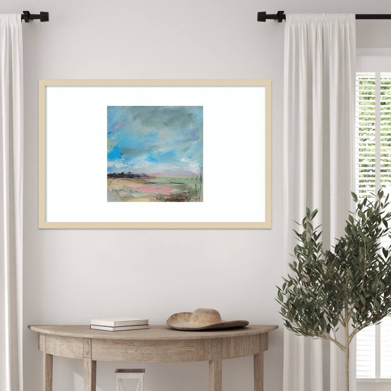 Copse and Sky by Lesley Birch Wood Framed Wall Art Print - Svelte Natural