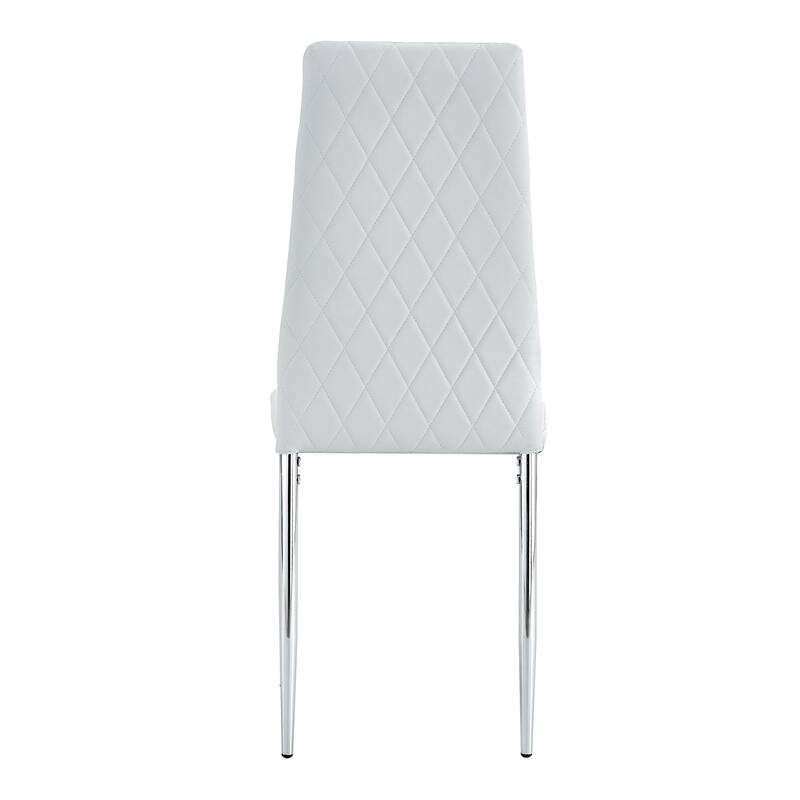 Modern 6 Piece PU Leather Kitchen Dining Chairs with Cushions, Metal Legs, Extended Backrest for Dining Room Kitchen Living Room