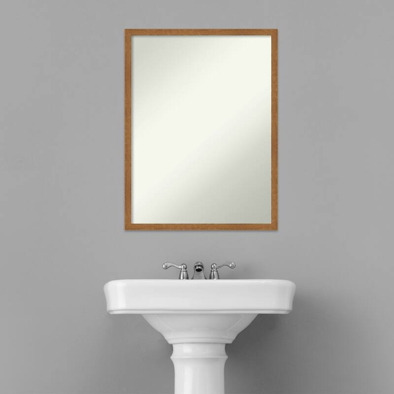 Non-Beveled Wood Bathroom Wall Mirror - Carlisle Blonde Narrow Frame