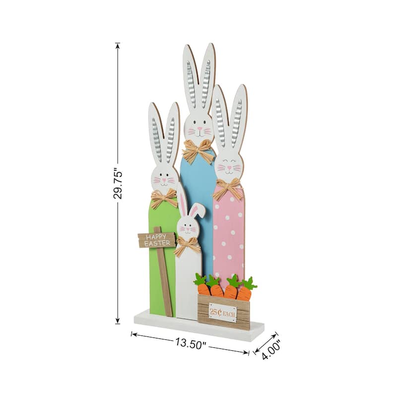 Glitzhome Easter Wooden Bunny Porch Decor Standing Rabbit Sign Decoration