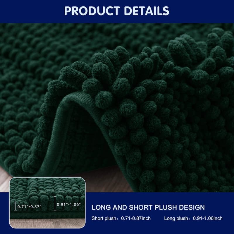 Subrtex Non-slip Bathroom Rugs Chenille Soft Striped Plush Bath Mat