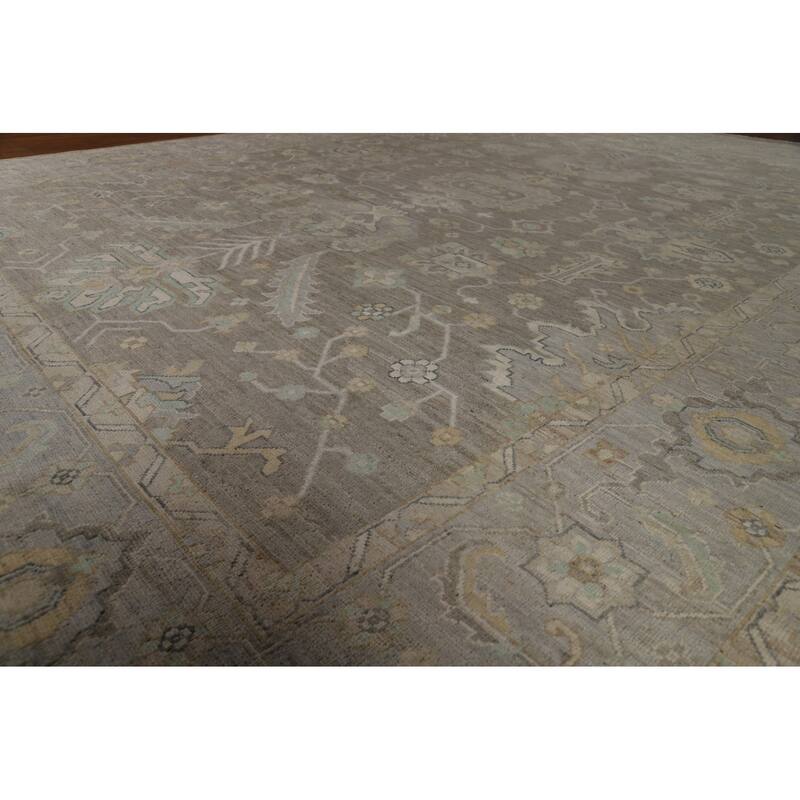 Vegetable Dye Oushak Turkish Area Rug Hand-Knotted Bedroom Wool Carpet - 9'1" x 12'0"