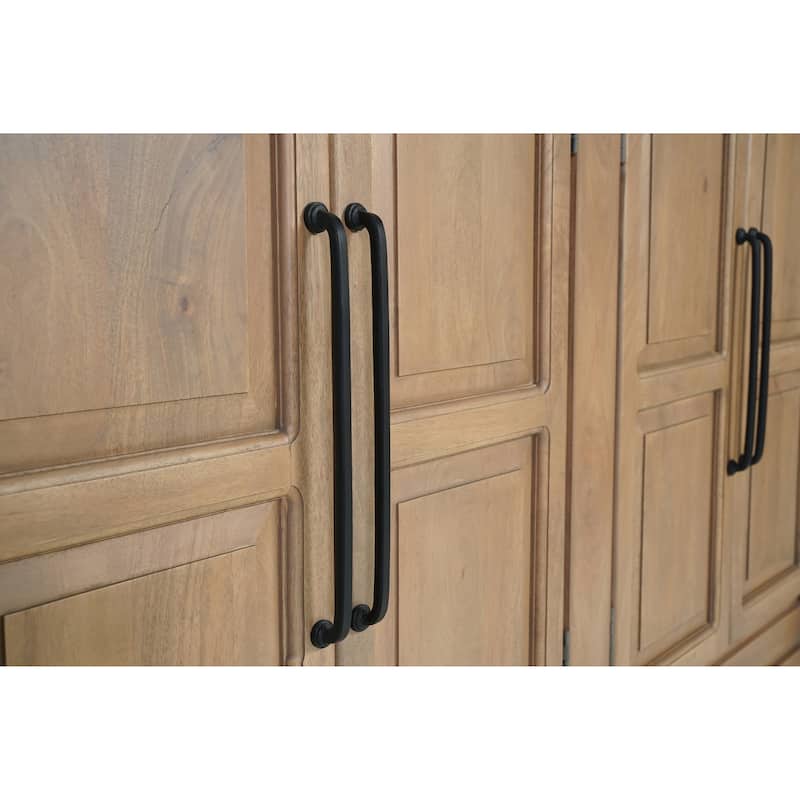 Willow Solid Mango Wood 6-Door Sideboard with Arched Panel Design - N/A