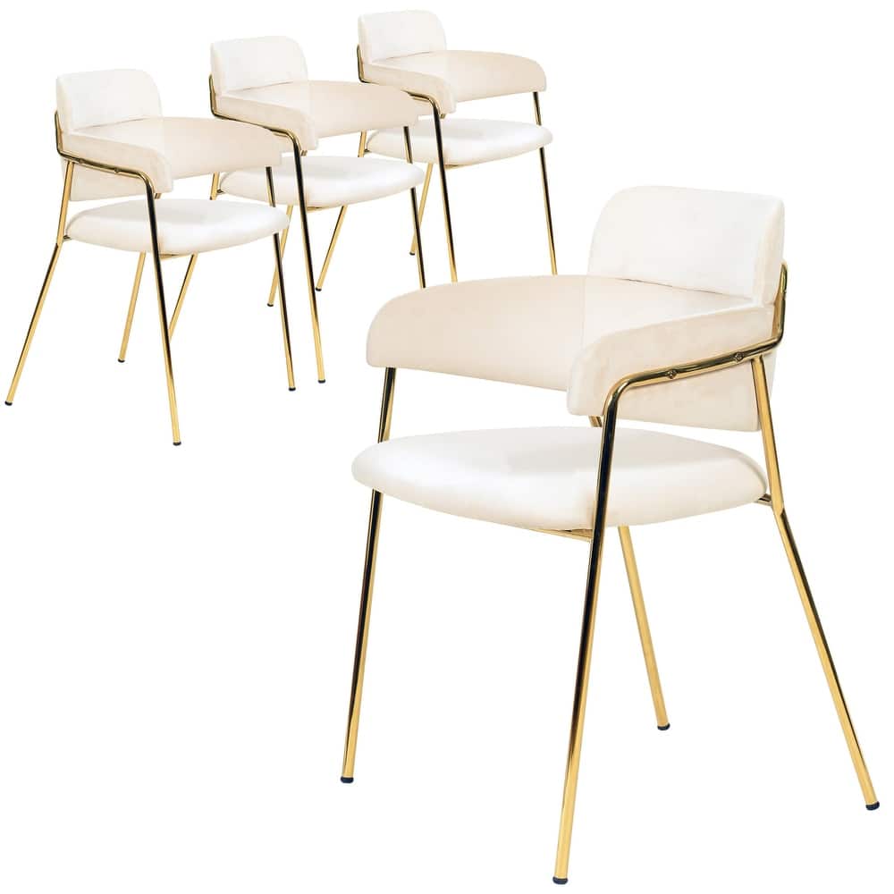 Axis Modern Luxury Dining Chairs (Set of 4) with High-Gloss Gold Stainless Steel Legs & Premium Upholstery